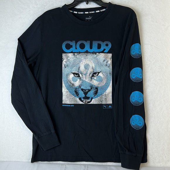 Puma Men’s X Cloud9 Neon Esport Long Sleeve T-shirt Black Blue Size Large - Picture 6 of 10